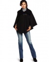 Via Spiga Women's Chic Cape With Chunky Cable Knit Collar Front Cape - Small/Medium
