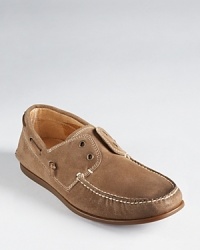 Constructed in fine calf suede for a dose of luxury, these casual boat shoes offer designer innovation with a laceless, slip-on design that's both comfortable and cool. Constructed in fine calf suede for a dose of luxury, these casual boat shoes offer designer innovation with a laceless, slip-on design that's both comfortable and cool.