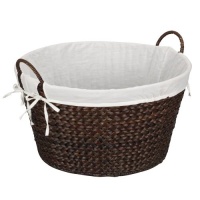 Household Essentials Round Banana Leaf Laundry Basket, Dark Brown Stain