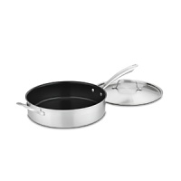 Eco-Friendly Nonstick Cookware. Exclusive Cuisinart Ceramica® Nonstick Technology is PTFE/PFOA -free. Petroleum-free ceramic-based nonstick interior helps to reduce oil consumption, makes it easy to cook low-fat meals, and preserves the environment. Professional multi-ply construction features an aluminum alloy core with Exclusive Cuisinart Ceramica® nonstick surface and an induction-ready stainless steel exterior for superior heat conductivity. Construction is suitable for all stovetops. Riveted stainless stick handles stay cool, and are made from 70% recycled stainless steel. Oven, broiler and dishwasher safe. Eco-Friendly Nonstick Cookware. Exclusive Cuisinart Ceramica® Nonstick Technology is PTFE/PFOA -free. Petroleum-free ceramic-based nonstick interior helps to reduce oil consumption, makes it easy to cook low-fat meals, and preserves the environment. Professional multi-ply construction features an aluminum alloy core with Exclusive Cuisinart Ceramica® nonstick surface and an induction-ready stainless steel exterior for superior heat conductivity. Construction is suitable for all stovetops. Riveted stainless stick handles stay cool, and are made from 70% recycled stainless steel. Oven, broiler and dishwasher safe.