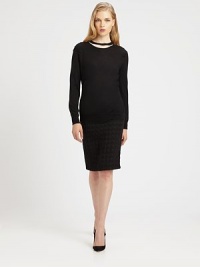 Soft, supple Italian knit is detailed with a single band at the neckline creating a cutout effect.Long sleevesPullover styleCashmere/silkDry cleanMade in ItalyModel shown is 5'10 (177cm) wearing US size Small. Soft, supple Italian knit is detailed with a single band at the neckline creating a cutout effect.Long sleevesPullover styleCashmere/silkDry cleanMade in ItalyModel shown is 5'10 (177cm) wearing US size Small.