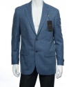 Tasso Elba Medium blue Plaid Wool LS Blazer