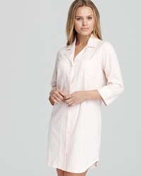 A softly striped sleepshirt with signature embroidery detail from Lauren Ralph Lauren. A softly striped sleepshirt with signature embroidery detail from Lauren Ralph Lauren.