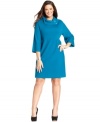 Get set for the season with Style&co.'s three-quarter-sleeve plus size sweater dress, finished by an envelope neckline-- it's great for day or play!