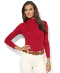 Lauren Ralph Lauren's classic long-sleeved petite turtleneck is crafted in soft cotton for easy style and comfort. Lauren Ralph Lauren's classic long-sleeved petite turtleneck is crafted in soft cotton for easy style and comfort.