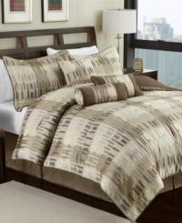 Modern block. Add an air of chic style to your space with this jacquard woven Skyscraper comforter set, showcasing a contemporary design in soft, neutral tones.