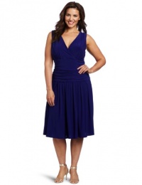 Jessica Howard Women's Plus-Size V-Neck Rouched Waist Dress