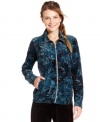 Style&co. Sport's petite printed velour jacket is a stylish addition to your casual wardrobe!