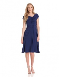 Jessica Howard Women's Cap Sleeve Knot Neck Fit And Flare Dress