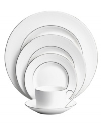 At once classic and contemporary, the Blanc sur Blanc dinnerware set by Vera Wang and Wedgwood marries white bone china with a textured matte border and polished platinum finish. Place settings for four and coordinating serveware elevate every occasion with understated grace. At once classic and contemporary, the Blanc sur Blanc dinnerware set by Vera Wang and Wedgwood marries white bone china with a textured matte border and polished platinum finish. Place settings for four and coordinating serveware elevate every occasion with understated grace.