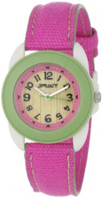 Sprout Midsize ST1007LGIVPK Eco-Friendly Corn Resin and Pink Organic Cotton Strap Watch