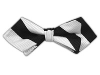 100% Silk Woven Black and White Classic Twill Striped Diamond Tip Self-Tie Bow Tie 100% Silk Woven Black and White Classic Twill Striped Diamond Tip Self-Tie Bow Tie
