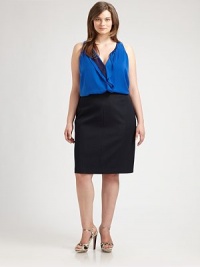 The next generation of flattering, slip into this sleek skirt featuring classic princess seams for a beyond-flawless fit. Elasticized detail on waistbandConcealed back zipperAbout 24 long75% polyester/20% viscose/5% rayonDry cleanImported The next generation of flattering, slip into this sleek skirt featuring classic princess seams for a beyond-flawless fit. Elasticized detail on waistbandConcealed back zipperAbout 24 long75% polyester/20% viscose/5% rayonDry cleanImported
