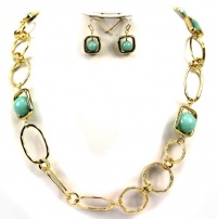 (Gold Mint) Beautiful Multi Chain Necklace Set Acrylic Beads with Matching Earrings, Spring, Summer, Fashion (Gold Mint) Beautiful Multi Chain Necklace Set Acrylic Beads with Matching Earrings, Spring, Summer, Fashion