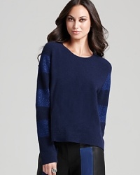 A dash of dazzle takes your classic Halston Heritage sweater from daytime staple to fashion stunner. Slip on the sumptuous wool-and-angora silhouette and shine brilliantly in shades of sparkle. A dash of dazzle takes your classic Halston Heritage sweater from daytime staple to fashion stunner. Slip on the sumptuous wool-and-angora silhouette and shine brilliantly in shades of sparkle.