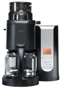 KRUPS KM7000 10-Cup Grind and Brew Coffee Maker with Stainless Steel Conical Burr Grinder, Black and Silver