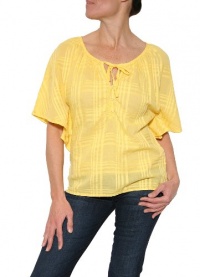 Women's Michael Stars Voile Plaid Peasant Top in Lemon Women's Michael Stars Voile Plaid Peasant Top in Lemon