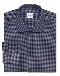 A contemporary fit tonal check shirt from Armani Collezioni completes your dress wardrobe with elegant simplicity. A contemporary fit tonal check shirt from Armani Collezioni completes your dress wardrobe with elegant simplicity.