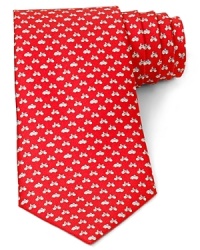 Bicycles and cars zoom across this bright and cheerful tie from Salvatore Ferragamo, a lighthearted addition to your professional wardrobe. Bicycles and cars zoom across this bright and cheerful tie from Salvatore Ferragamo, a lighthearted addition to your professional wardrobe.