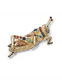 THE LOOKGrasshopper designSwarovski crystal detailsTK and cabochon accentsChampagne gold-plated settingLatch closureTHE MEASUREMENTWidth, about 1Length, about 3ORIGINMade in USA THE LOOKGrasshopper designSwarovski crystal detailsTK and cabochon accentsChampagne gold-plated settingLatch closureTHE MEASUREMENTWidth, about 1Length, about 3ORIGINMade in USA