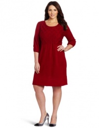 AGB Women's Plus-Size Three-Quarter Sleeved Round Neck Sweater Dress AGB Women's Plus-Size Three-Quarter Sleeved Round Neck Sweater Dress