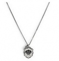 Juicy Couture Silver Shield w Pave Heart Charm Necklace YJRUS245 Juicy Couture Silver Shield w Pave Heart Charm Necklace YJRUS245