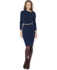 Lauren Ralph Lauren's soft knit cotton dress is detailed with signature shank buttons at the shoulder for casual style. Lauren Ralph Lauren's soft knit cotton dress is detailed with signature shank buttons at the shoulder for casual style.