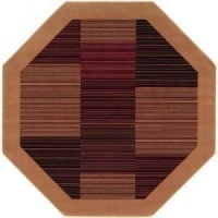 5'3 Octagon Area Rug Slender Stripe Pattern with Camel Border MPN: 07664875053053O 5'3 Octagon Area Rug Slender Stripe Pattern with Camel Border MPN: 07664875053053O