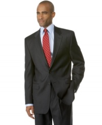 Tailored the traditional way with quality, naturally-pliant wool, this timeless pinstripe blazer meets the highest standards. Tailored the traditional way with quality, naturally-pliant wool, this timeless pinstripe blazer meets the highest standards.