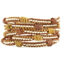 Chan Luu Silver Nugget Wrap Bracelet on Yellow and Brown Leathers Chan Luu Silver Nugget Wrap Bracelet on Yellow and Brown Leathers