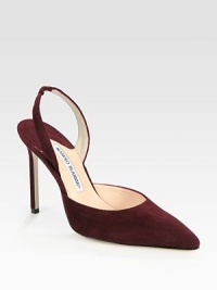 Endless versatility in its truest form, this sophisticated suede silhouette has a point toe, skinny heel and stretchy slingback strap. Self-covered heel, 4 (100mm)Suede upperLeather lining and solePadded insoleMade in ItalyOUR FIT MODEL RECOMMENDS ordering one half size up as this style runs small. Endless versatility in its truest form, this sophisticated suede silhouette has a point toe, skinny heel and stretchy slingback strap. Self-covered heel, 4 (100mm)Suede upperLeather lining and solePadded insoleMade in ItalyOUR FIT MODEL RECOMMENDS ordering one half size up as this style runs small.