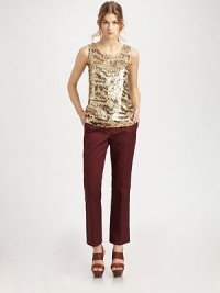 This eye-catching sequin tank will add an extra boost of fierce style to your wardrobe. JewelneckSleevelessWide shoulder strapsAllover sequins in animal printBack zip closureFully linedAbout 25 from shoulder to hem98% viscose/2% elastaneLining; 95% polyester/2% spandexDry cleanImportedModel is 5'9½ (176cm) wearing a US size Small. This eye-catching sequin tank will add an extra boost of fierce style to your wardrobe. JewelneckSleevelessWide shoulder strapsAllover sequins in animal printBack zip closureFully linedAbout 25 from shoulder to hem98% viscose/2% elastaneLining; 95% polyester/2% spandexDry cleanImportedModel is 5'9½ (176cm) wearing a US size Small.