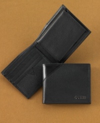 Plain and simple. This leather wallet from Guess keeps you in organized fashion. Plain and simple. This leather wallet from Guess keeps you in organized fashion.