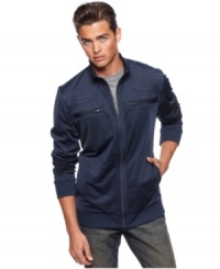 Sometimes a t-shirt won't cut it. Layer-up your casual look with this moto-inspired jacket from American Rag. Sometimes a t-shirt won't cut it. Layer-up your casual look with this moto-inspired jacket from American Rag.