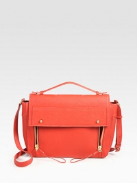 Tote all your essentials in this roomy flap-front design, crafted from shark-embossed leather and finished with a versatile crossbody strap.Top handle, 1 dropAdjustable shoulder/crossbody strap, 21¼-28½ dropFlap-front with pull-through knobsTwo outside zipper gussetsOne inside zip pocketFully lined12W X 9½H X 3DImported Tote all your essentials in this roomy flap-front design, crafted from shark-embossed leather and finished with a versatile crossbody strap.Top handle, 1 dropAdjustable shoulder/crossbody strap, 21¼-28½ dropFlap-front with pull-through knobsTwo outside zipper gussetsOne inside zip pocketFully lined12W X 9½H X 3DImported