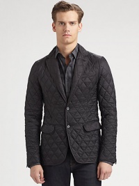 An all-weather update for a cornerstone of menswear style: the classic blazer in quilted nylon that offers a casual and sporty look for all climates. Two-button front Chest ticket pocket Waist flap pockets Suede elbow patches About 29 from shoulder to hem Polyamide Machine WashImported An all-weather update for a cornerstone of menswear style: the classic blazer in quilted nylon that offers a casual and sporty look for all climates. Two-button front Chest ticket pocket Waist flap pockets Suede elbow patches About 29 from shoulder to hem Polyamide Machine WashImported