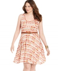 Have fun in the sun with American Rag's sleeveless plus size dress, featuring a slimming A-line shape Have fun in the sun with American Rag's sleeveless plus size dress, featuring a slimming A-line shape