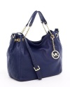 Michael Michael Kors Jet Set Medium Chain Leather Gather Tote Bag, Navy