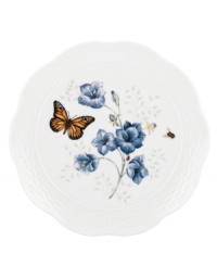 A taste of country living from Lenox. Crafted of elegant white porcelain with a whimsical springtime motif, the Butterfly Meadow Basket accent plate combines a scalloped edge and textured border for unparalleled charm.
