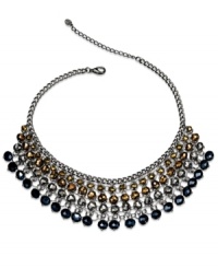 The more beads, the merrier. From c.A.K.e by Ali Khan comes this necklace crafted from silver tone mixed metal and featuring a number of glass beads with ombre tones in varying sizes. Approximate length: 14 inches + 3-inch extender. Approximate drop: 5-1/2 inches. The more beads, the merrier. From c.A.K.e by Ali Khan comes this necklace crafted from silver tone mixed metal and featuring a number of glass beads with ombre tones in varying sizes. Approximate length: 14 inches + 3-inch extender. Approximate drop: 5-1/2 inches.