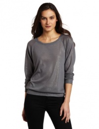 Nation LTD Women's Pomona Shimmer Sweatshirt, Charcoal/Silver, 3