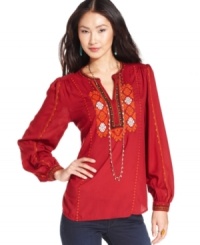 Embroidered details add a boho flair to this Lucky Brand Jeans tunic -- perfectly paired with your fave fall denim!