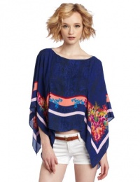 BCBGMAXAZRIA Women's Kei Scarf Print Poncho Top