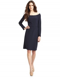 THE LOOKOff-the-shoulder styleTonal seamsThree-quarter length sleevesBack exposed zip closurePleated back skirtTHE FITAbout 38 from shoulder to hemTHE MATERIAL65% wool/35% silkCARE & ORIGINDry cleanImportedModel shown is 5'11 (180cm) wearing US size 4. THE LOOKOff-the-shoulder styleTonal seamsThree-quarter length sleevesBack exposed zip closurePleated back skirtTHE FITAbout 38 from shoulder to hemTHE MATERIAL65% wool/35% silkCARE & ORIGINDry cleanImportedModel shown is 5'11 (180cm) wearing US size 4.