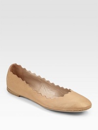Brushed metallic leather and scalloped edges make this ballerina shine.Stacked heel, ½ (15mm) Round toe Leather lining and sole Padded insole Made in ItalyOUR FIT MODEL RECOMMENDS ordering true size.. Brushed metallic leather and scalloped edges make this ballerina shine.Stacked heel, ½ (15mm) Round toe Leather lining and sole Padded insole Made in ItalyOUR FIT MODEL RECOMMENDS ordering true size..