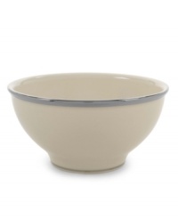 Beautiful in its simplicity, this collection features a timeless, elegant design. The pristine bone china is accented by a single, shimmering band of platinum. The understated beauty of this china will add a refined sophistication to your dining experience for years to come. Beautiful in its simplicity, this collection features a timeless, elegant design. The pristine bone china is accented by a single, shimmering band of platinum. The understated beauty of this china will add a refined sophistication to your dining experience for years to come.
