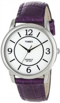 Timex Women's T2N690 Elevated Classics Dress Color Strap Collection Purple Leather Strap Watch Timex Women's T2N690 Elevated Classics Dress Color Strap Collection Purple Leather Strap Watch