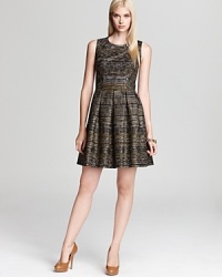 Multicolor metallics shimmer and shine on this Shoshanna dress, crafted in a woven jacquard. Multicolor metallics shimmer and shine on this Shoshanna dress, crafted in a woven jacquard.