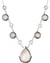 Judith Jack Waterfall Sterling Silver, Marcasite and Blue Opal Mother-of-Pearl Frontal Necklace, 18