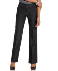 Modernize your denim look in these straight-leg jeans from Lee Platinum, complete with sleek trouser styling and a clean, dark wash. Modernize your denim look in these straight-leg jeans from Lee Platinum, complete with sleek trouser styling and a clean, dark wash.